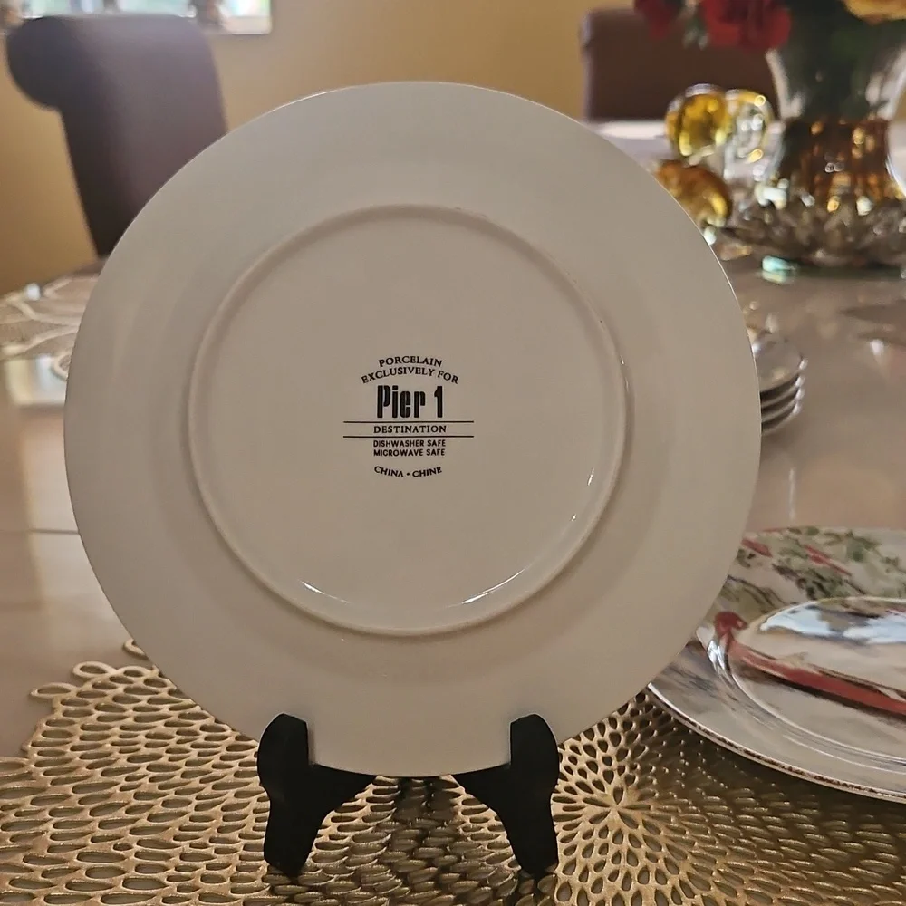 2 Piece Decorative Plates Collectable By PIER 1 IMPORTS Porcelain.